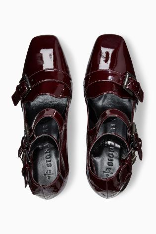 Patent Leather Strapped Court Shoes